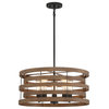 Blaine 5-Light Natural Walnut With Black Accents Pendant