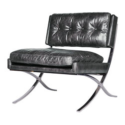 Heathrow Leather Lounge Chair-Black - Armchairs And Accent Chairs