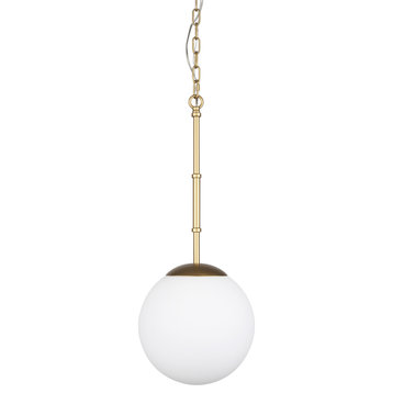 Edie Brushed Gold Metal With Frosted Glass Globe 1-Light Pendant