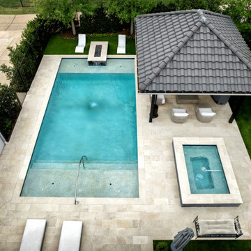 Custom Poolside Freestanding Arbor with Retractable Screens & Outdoor Kitchen