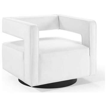 Booth Performance Velvet Swivel Armchair, White