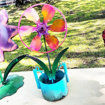 Whimsical garden art sculptures