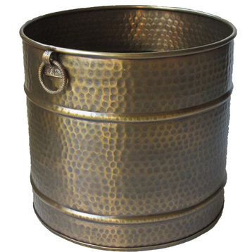 Solid Brass Planter Hammered 14.75W x 13.5"H available in 3 sizes.