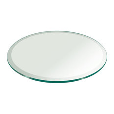 Fab Glass And Mirror - Round 1/2'' Thick Beveled Tempered Glass Table Top, 60" - Table Tops and Bases
