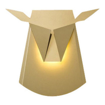 Gold Aluminium Deer Head LED Light Fixture, Point Electricity