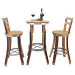 Central Coast Creations - Wine Barrel High Pub Set, Stools With Backrest - Assembly Required: Please message if this is a problem