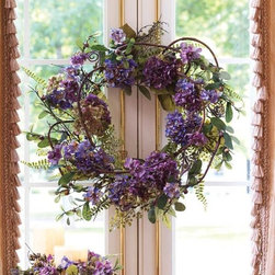 Nantucket Meadow Hydrangea Wreath - Artificial Flowers Plants And Trees