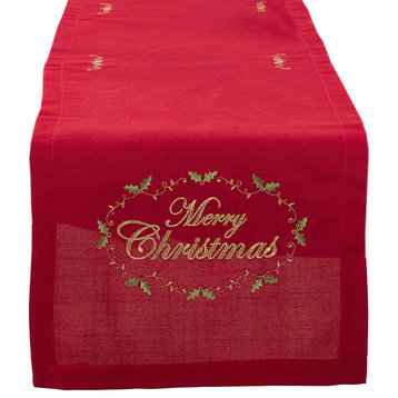 Christmas Embroidered Design Holiday Table Runner, 14"x90"