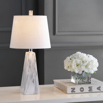 Owen 20.5" Resin LED Table Lamp, White Marble