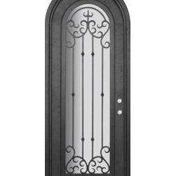Valencia 36x96 Round Top Forged Iron Single Door 14 Gauge Steel - Front Doors