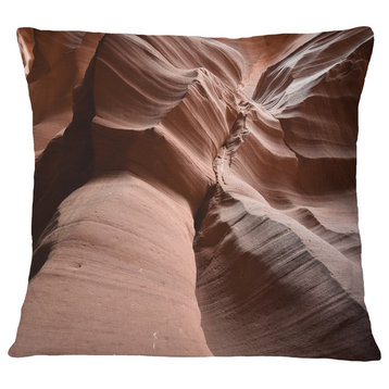 Dark Upper Antelope Canyon Landscape Photography Throw Pillow, 16"x16"