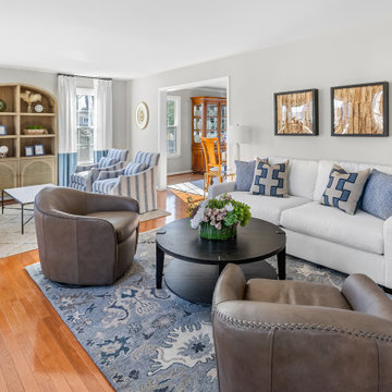 Blue Living Room with 2 Gathering Areas