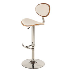 Chintaly Imports - Plywood Back and Seat Pneumatic Stool, 1309-AS-WHT - Bar Stools and Counter Stools