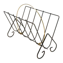 Vintage Mid-Century Modern Metal Wire Magazine Rack - Baskets