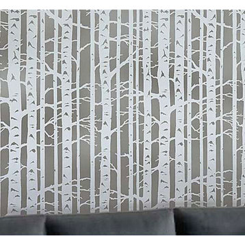 Birch Forest Stencil Allover, Reusable Stencils For Walls, DIY Wall Decor
