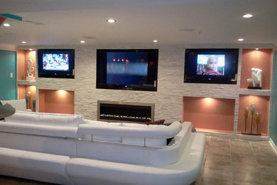 Example of a trendy home theater design in DC Metro