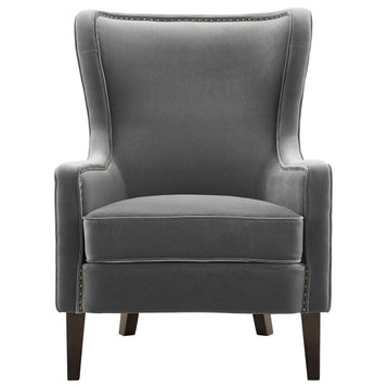 Rosco Velvet Accent Chair, Charcoal
