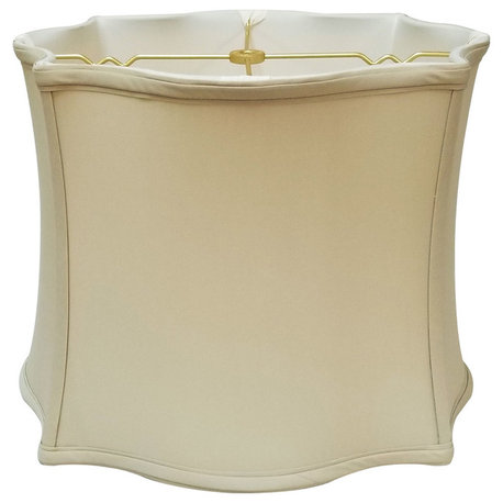 Scallop Top & Bottom Square Basic Lampshade, Antique Gold, Beige, 14x15x11