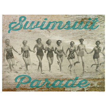 Coastal Swimsuit Parade Graphic Art on Wrapped Canvas