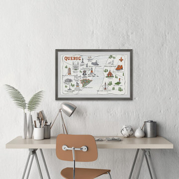 "Quebec Attractions" Framed Painting Print