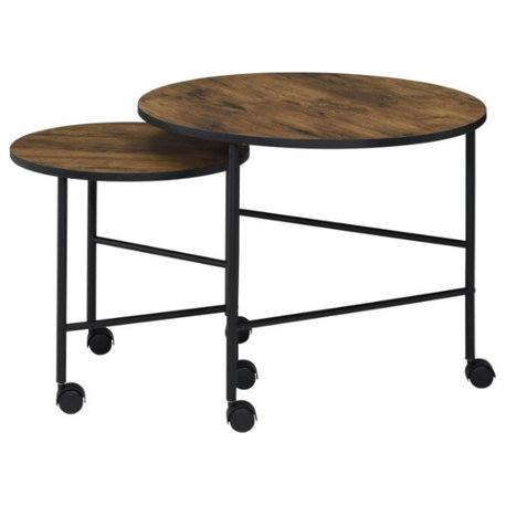 Acme Oblis 2PC PK Nesting Tables Vintage Oak