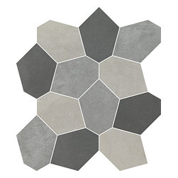 NY2LA HDP&reg; Riverside Steel, Gramercy Gray, & Chelsea Black Cool Mix Polygon Mosa - Wall And Floor Tile