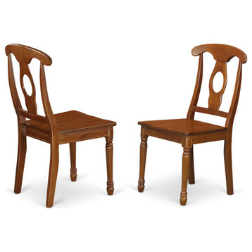 Napoleon Styled Chair With Wood Seat Set of 2, Saddle Brown