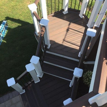 Upper Level Deck with Lower Patio, Walkway and Landscaping