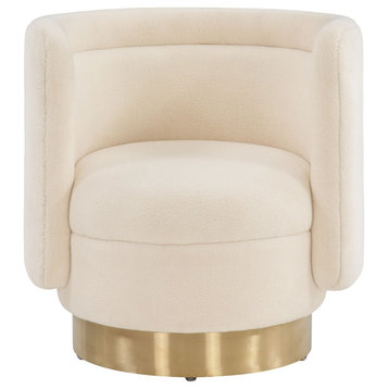 Safavieh Couture Brynlee Swivel Accent Chair, Ivory/Gold