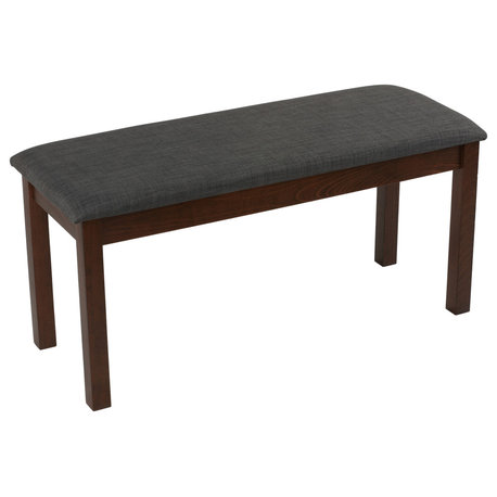 Cortesi Home Rosco Dining Bench, Charcoal Fabric, Walnut Finish 40"