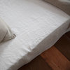 Linen Stone Washed Flat Sheet, Off White, Queen