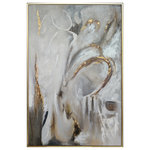 Harp and Finial - Gypsy Framed Canvas Art Hand Painted Abstract Gold Frame - The Gypsy Framed Canvas Art has soft, billowing forms and neutral tones, with flashes of gold designed to really catch the eye. It is an abstract piece, with swirls of creams and browns punctuated by splashes of gold leaf. This pleasingly warm piece is also guaranteed to be one-of-the-kind, with each one painted by hand on canvas.