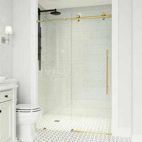 VIGO Elan E-class 56"x76" Frameless Sliding Shower Door, Matte Gold