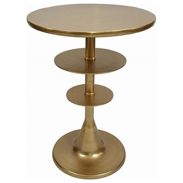 Round End or Side Table, Brass Antique