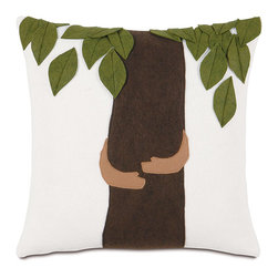 Tree Hugger Throw Pillow 16x16 WITH Cloud Faux Down Insert- Zipper Closure - Decorative Pillows