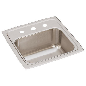 Elkay Classic Stainless Steel Bar Sink, Lustrous Satin, Faucet Holes: 3