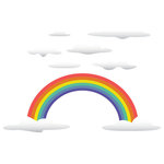 Sunny Decals - Rainbow Fabric Wall Decals With Clouds - Turn your baby's nursery into a bright, beautiful space without spending a pot's worth of gold to do it. Sunny Decals' adorable rainbow wall decals instantly add a blast of color to any room in your home without leaving a mess (or giving you a headache). These easy to apply decals are each handmade with love and won't rip or tear when you start decorating your wall. The magic of Mother Nature comes instantly to life the second you walk into your child's room with these adorable rainbow decals. These colorful decals also make lovely baby shower and birthday gifts. Trust us, you don't have to wait for a rainy day in order to see a beautiful rainbow!