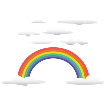 Rainbow Fabric Wall Decals With Clouds