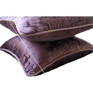 Plum Solid Color Pillow Covers, Velvet 18"x18" Cushion Covers, Plum Shimmer