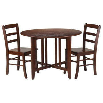 Ergode Alamo 3-Pc Round Drop Leaf Table with 2 Ladder Back Chairs