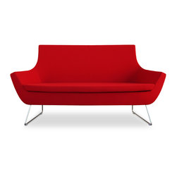 Rebecca Sofa & Chrome Base- Red Camira Wool - Sofas