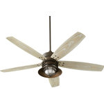 Quorum - Quorum 14605-69 Portico - 60" Patio Ceiling Fan with Light Kit - Rod Length(s): 6.00Amps: .64/.45/.34Motor Warranty: Limited LifetimeMotor Lead Wire: 80Noir Finish with Walnut Blade Finish