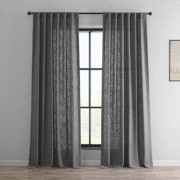 Pewter Gray Heavy FauxLinen Curtain Single Panel, 50"x96"