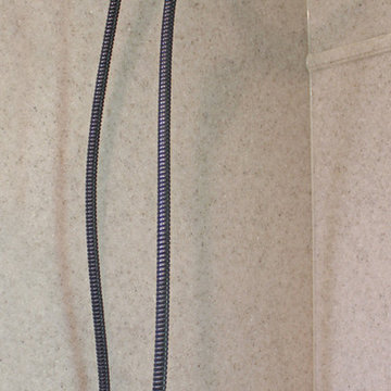 Small Bathroom Remodel with Cultured Marble Shower, Granite Countertops,