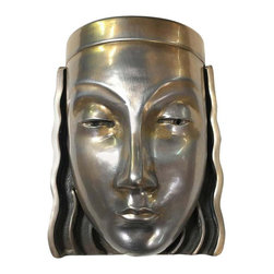 Art Deco Revival Female Face Mask Wall Sconce, Pair - Wall Sconces