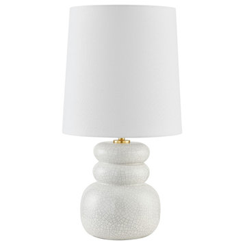 Corinne One Light Table Lamp in Aged Brass/Ceramic Peignoir Crackle