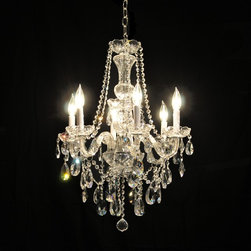 Victorian Glass Arm Swarovski Crystal Chandelier in Chrome or Gold - Chandeliers