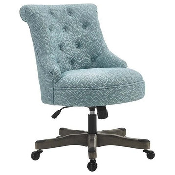 Scranton & Co Transitional Fabric/Wood Swivel Office Chair in Light Blue