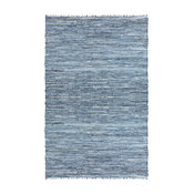 Blue Matador Leather and Denim Dhurry Rug, 8'x10'