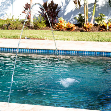 Modern Pool with Advanced LED Lighting and Water Features